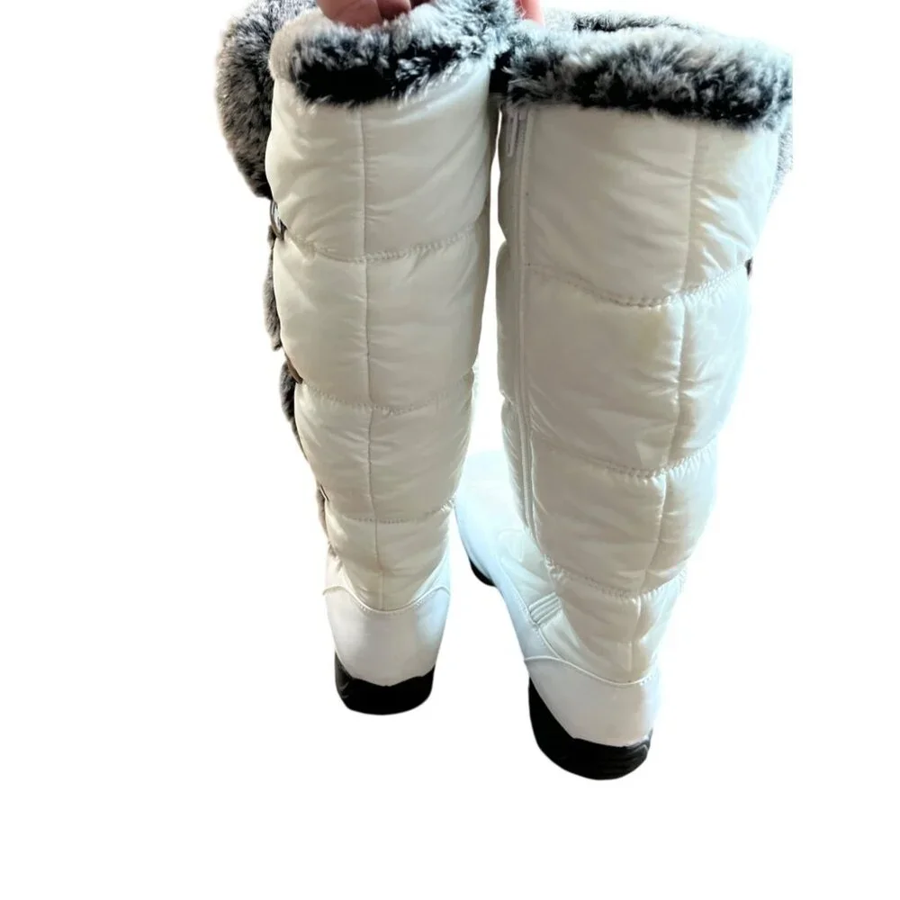 Khombu Style BW1582 white faux fur lined zippered boots size 8M